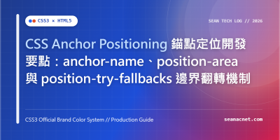 CSS Anchor Positioning 錨點定位開發要點：anchor-name、position-area 與 position-try-fallbacks 邊界翻轉機制 特色圖片