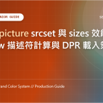 HTML picture srcset 與 sizes 效能優化實作：w 描述符計算與 DPR 載入策略 特色圖片